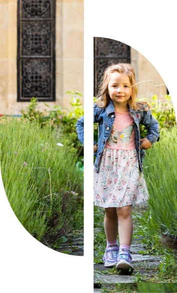 Girl in Abbey garden